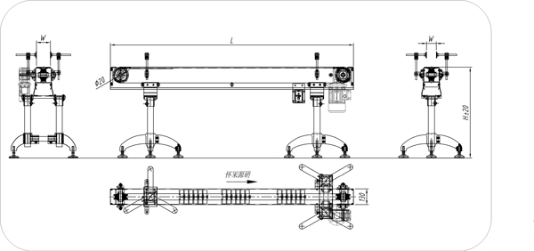滾珠鏈板輸送機示意圖 滾珠鏈板輸送機示意圖